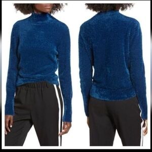 Leith Eyelash Knit Pullover Size Medium Color Blue Aurora